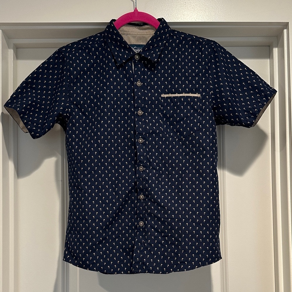 Kids Navy Blue Button Down Shirt